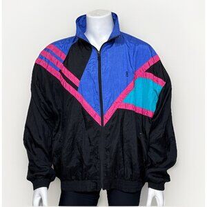 Vtg Bill Blass Windbreaker Jacket Mens L  Retro Colorblock Parachute Nylon 90s